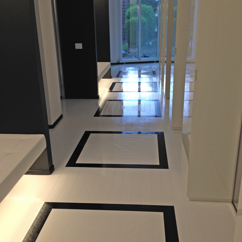 Composizione di Parquet Verniciato Bianco e Nero
